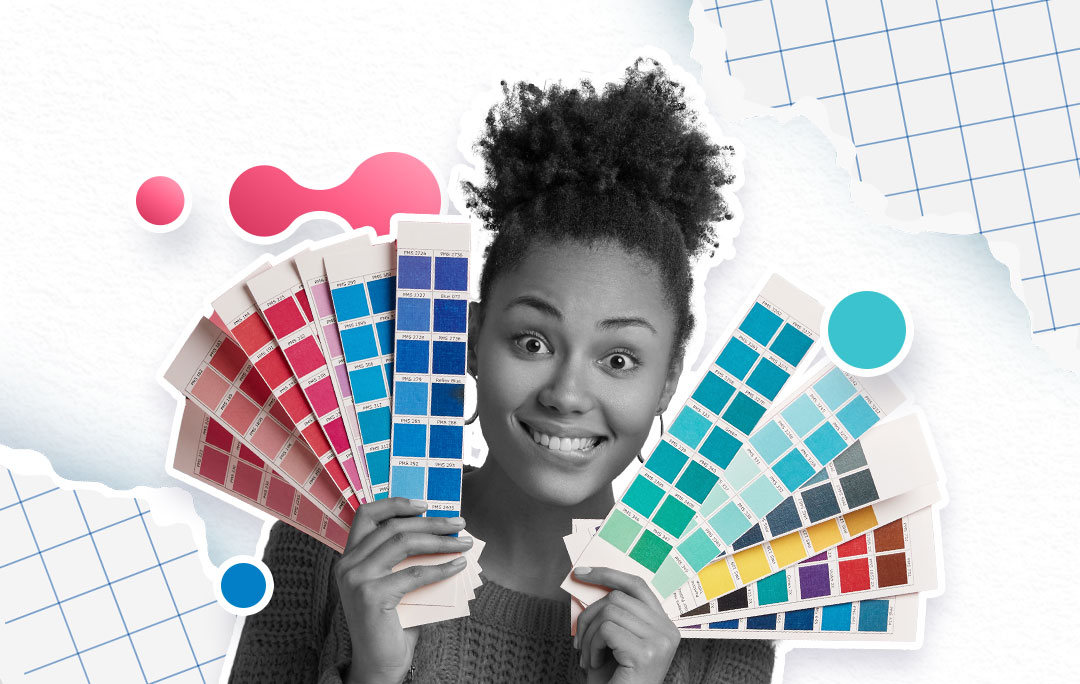Młoda projektantka z próbkami kolorów