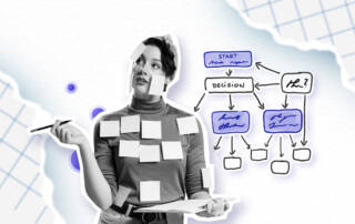 Woman with sticky notes is mapping process